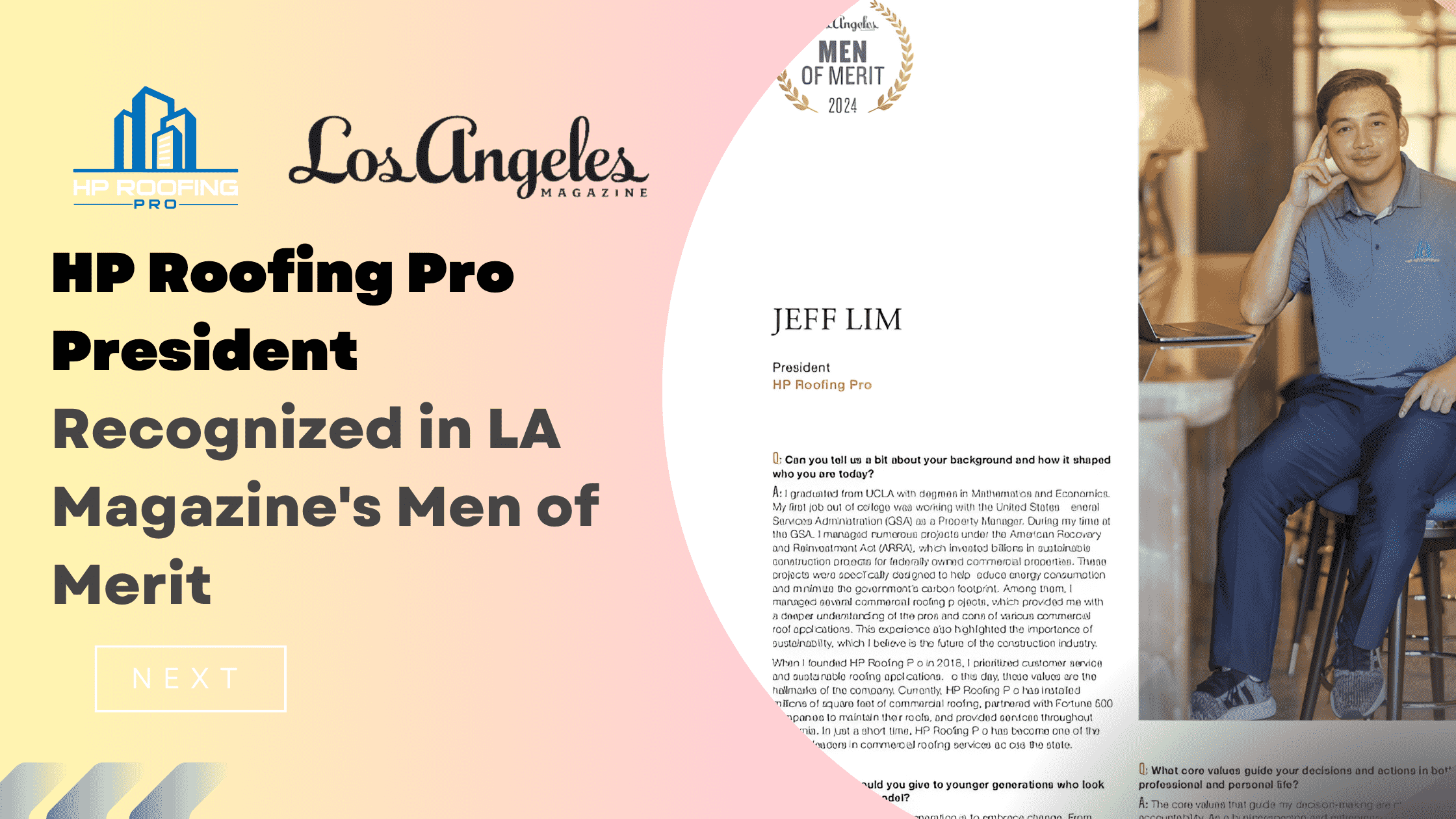 HP Roofing Pro President Recognized in LA Magazine's Men of Merit